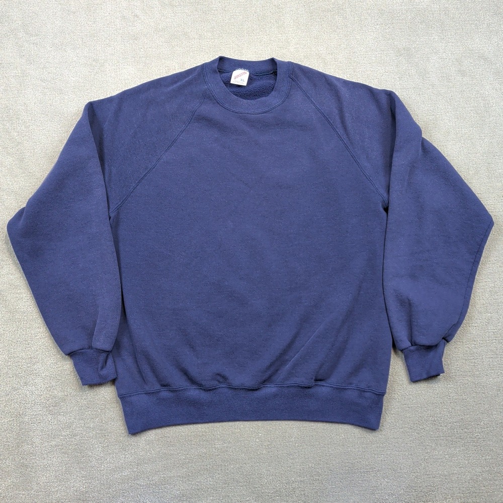 Vintage Jerzees Sweatshirt Mens XL Navy Blue Blank 90s Made in USA Pullover